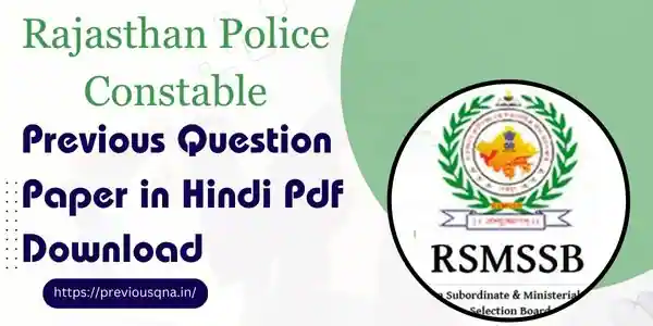 Rajasthan Police Constable Previous Year Paper In Hindi Pdf Download