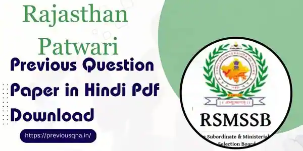 Rajasthan Patwari Previous Year Paper Pdf In Hindi Download