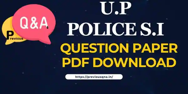 UP Police SI Previous Year Paper In Hindi Pdf Download