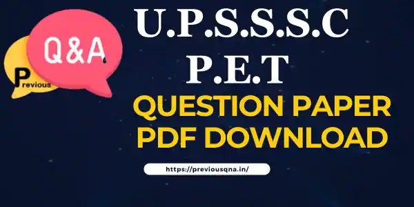 UPSSSC PET Previous Year Question Paper In Hindi Pdf Download