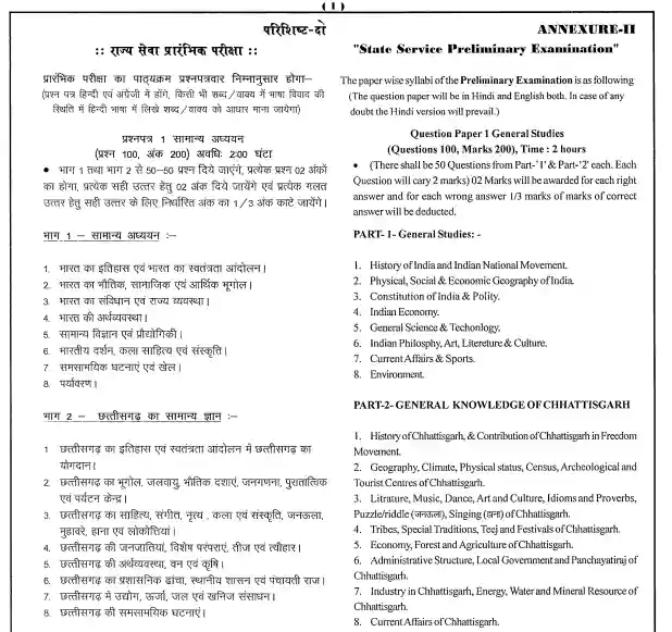 CGPSC Previous Year Question Paper In Hindi In Hindi Pdf Download