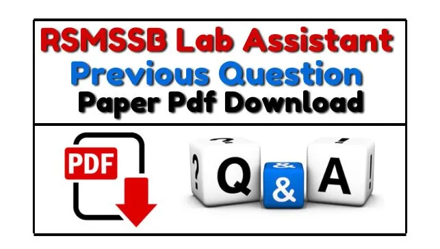 RSMSSB Lab Assistant Previous Question Paper In Hindi Pdf
