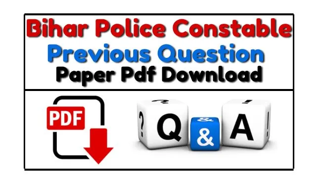 Bihar Police Previous Year Paper In Hindi Pdf