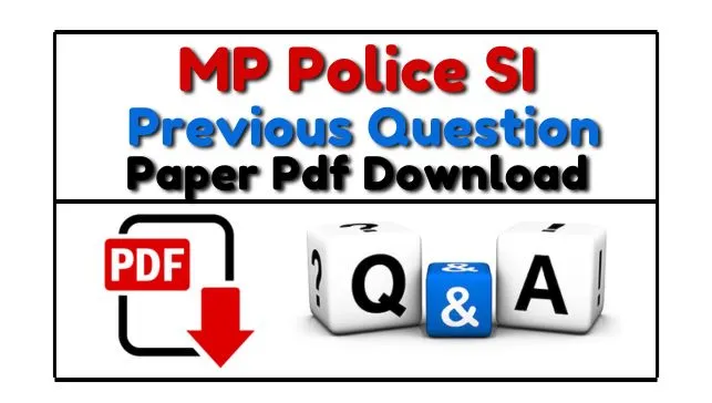 MP Police SI Previous Year Question Paper In Hindi Pdf 