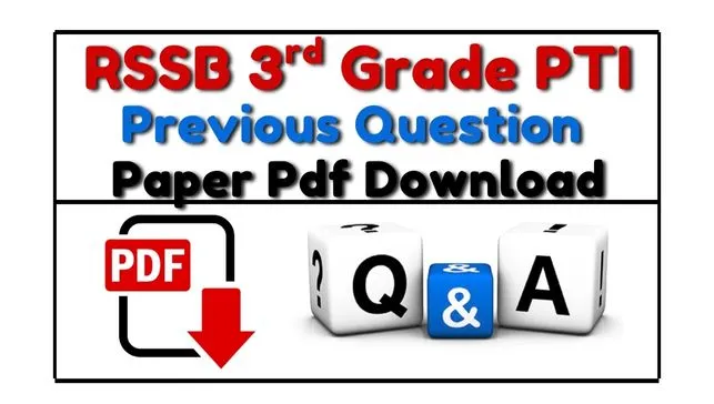 Rajasthan 3rd Grade PTI Previous Question Paper PDF In Hindi