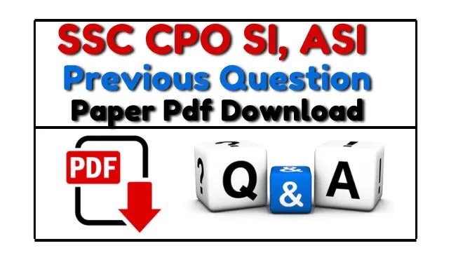 SSC CPO previous Year Question Paper In Hindi Pdf 
