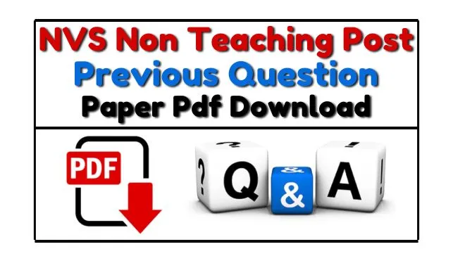 NVS Non Teaching Post Previous Year Paper