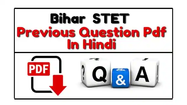 BIHAR STET Previous Year Question Paper In Hindi Pdf Download
