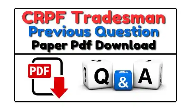 CRPF Tradesman Previous Year Paper In Hindi Pdf
